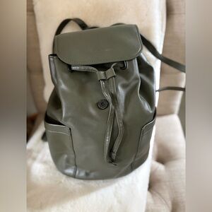 Olive Green Leather Backpack